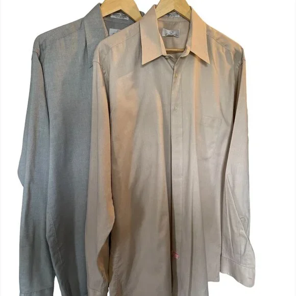 Enro | Shirts | Set Of 2 Enro Mens Dress Shirts Gray Tan Pebble Cloth Size  653738 Tall | Poshmark